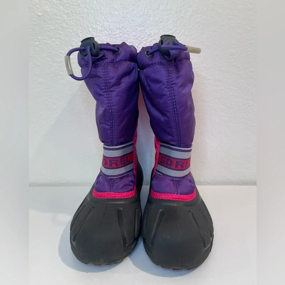 Sorel Flurry Youth Pink‎ and Purple Snow Boots Size 1